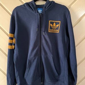 adidas Navy Zip Hoodie with Gold Accents